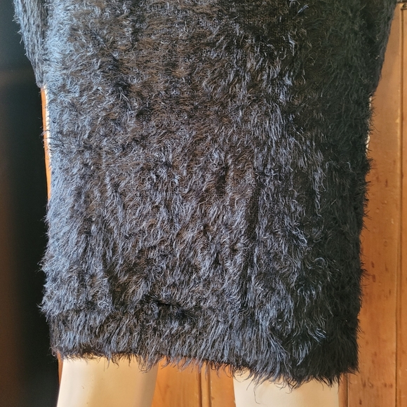 Fuzzy Black Sweater Dress Long Sleeves Nylon Blend size small - Picture 8 of 13